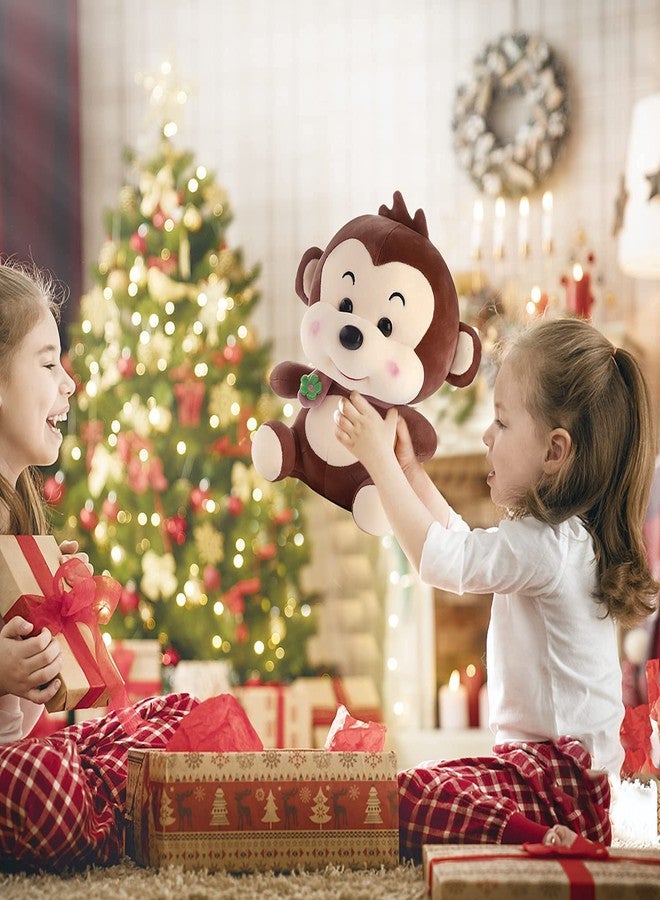 Tickles Stuffed Plush Animal Muffler Monkey Toy (Color: Brown Size:25 Cm) - Image 2